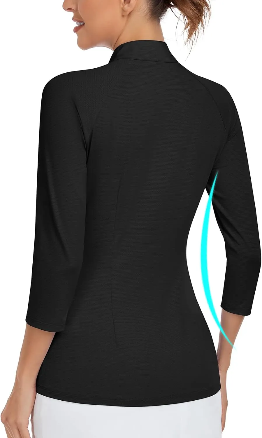 Soneven Womens 3/4 Sleeve Shirt UPF 50  Moisture Wicking Golf Polo Shirt for Casual Work