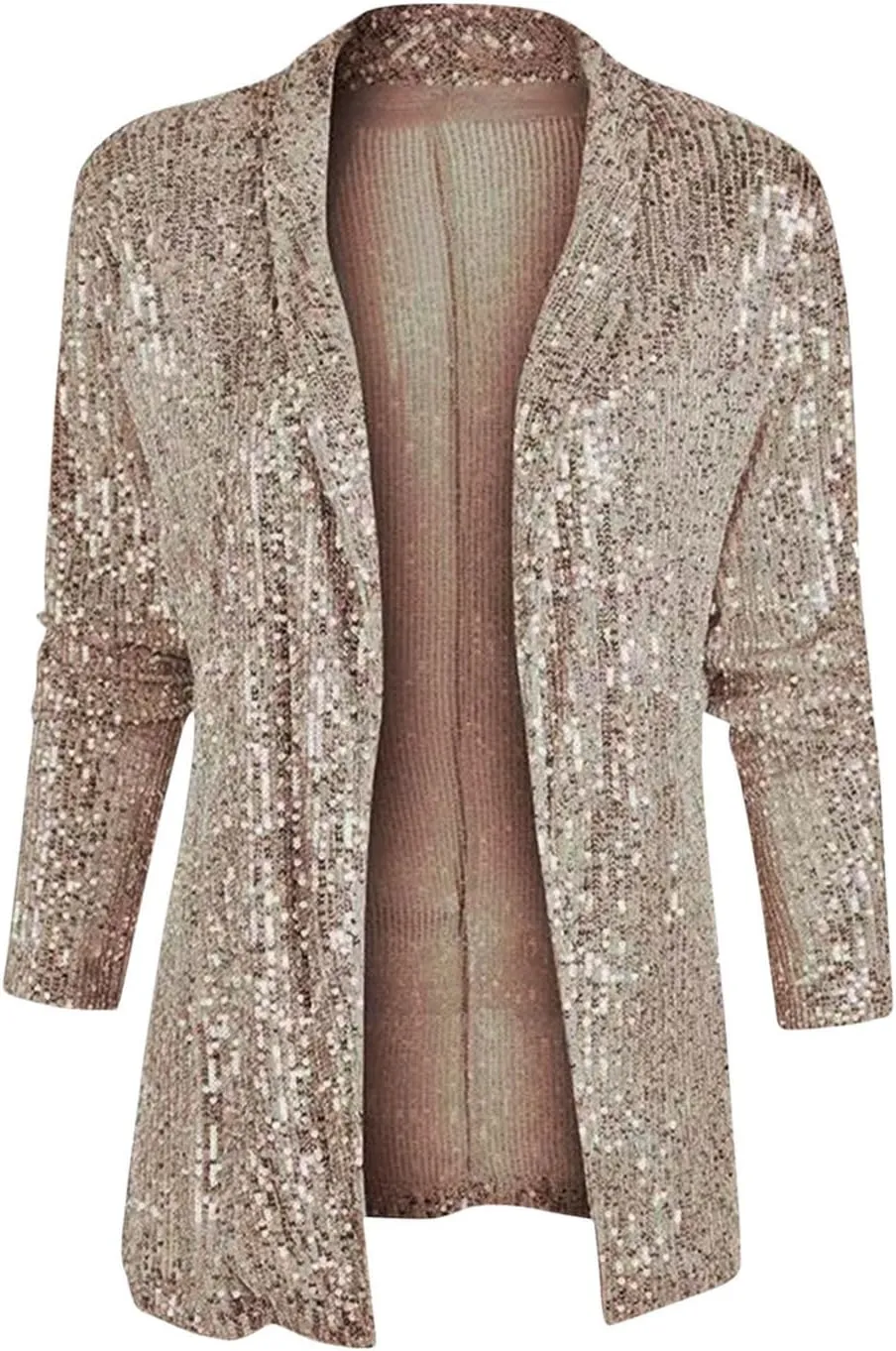 Sparkly Sequin Blazer Women Casual Long Sleeve Glitter Party Shiny Lapel Coat Lightweight Open Front Dress Suit Jacket