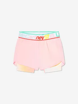 Stella McCartney Girls Layered Sports Shorts in Pink