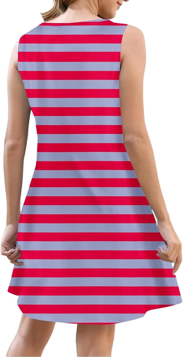 Summer Dresses for Women 2025 Vacation Sleeveless Plus Size Beach Sundresses V Neck Casual Tank Dress with Pockets