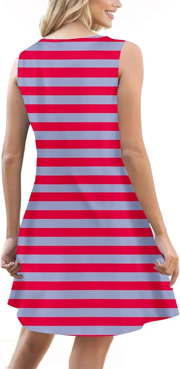 Summer Dresses for Women 2025 Vacation Sleeveless Plus Size Beach Sundresses V Neck Casual Tank Dress with Pockets