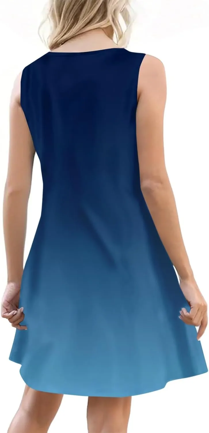 Summer Dresses for Women 2025 Vacation Sleeveless Plus Size Beach Sundresses V Neck Casual Tank Dress with Pockets