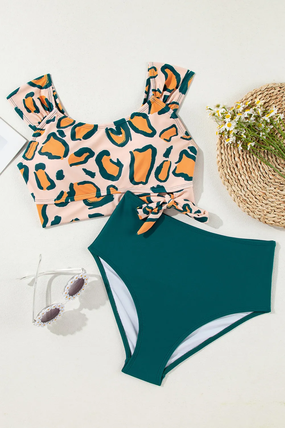 Teal Leopard High Waist Bikini TLB BRANDS