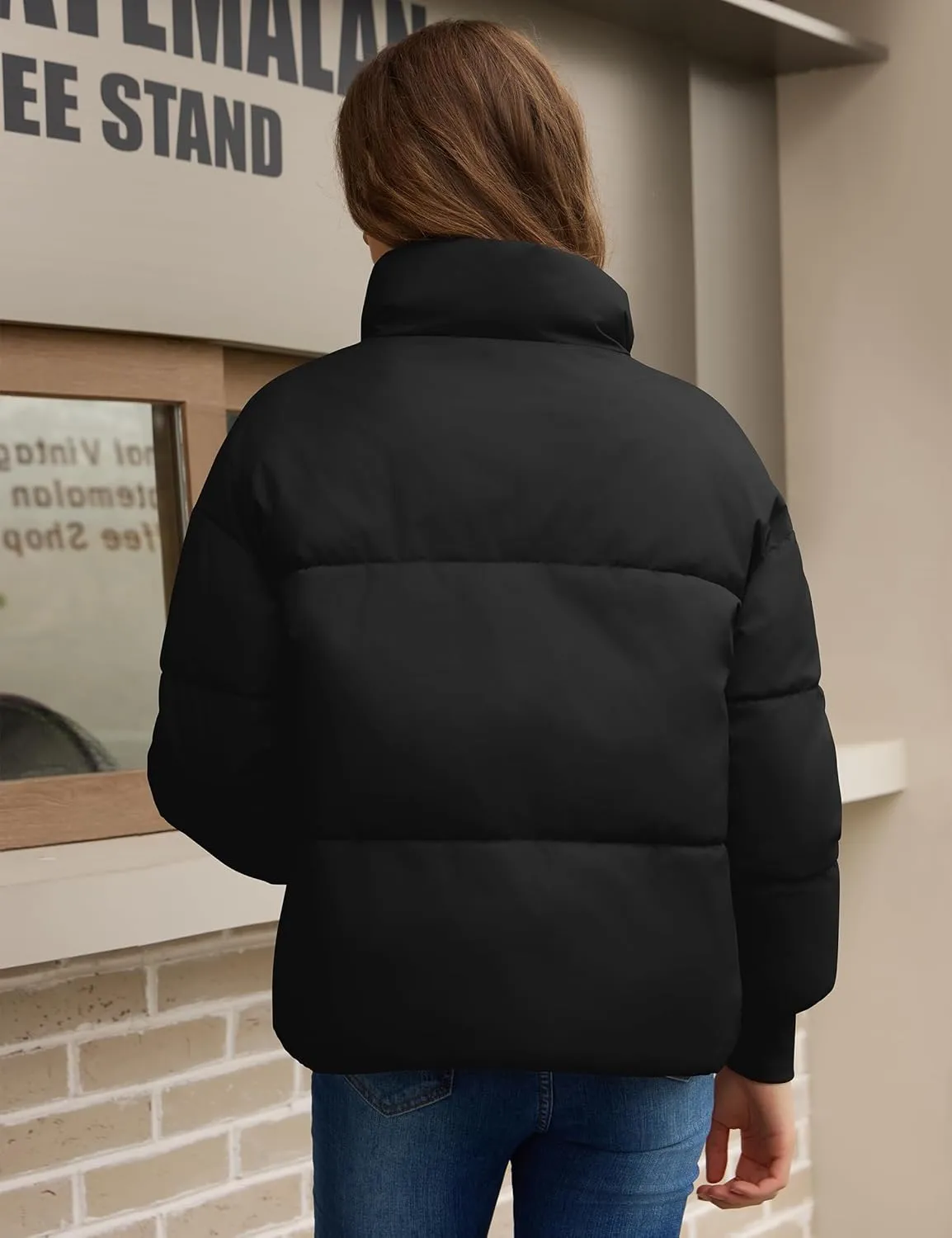 TQD Puffer Jacket Womens Long Sleeve Zip Womens Puffer Jacket Winter Cropped Puffer Jacket Coat Casual Womens Winter Coats