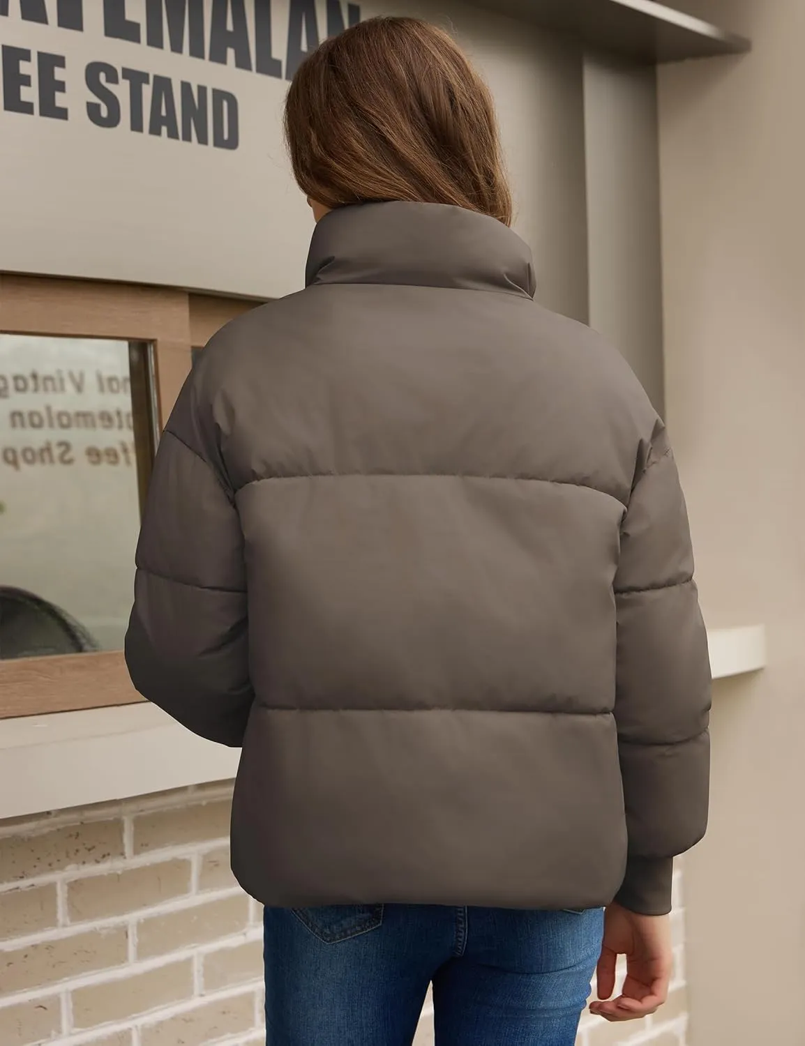 TQD Puffer Jacket Womens Long Sleeve Zip Womens Puffer Jacket Winter Cropped Puffer Jacket Coat Casual Womens Winter Coats