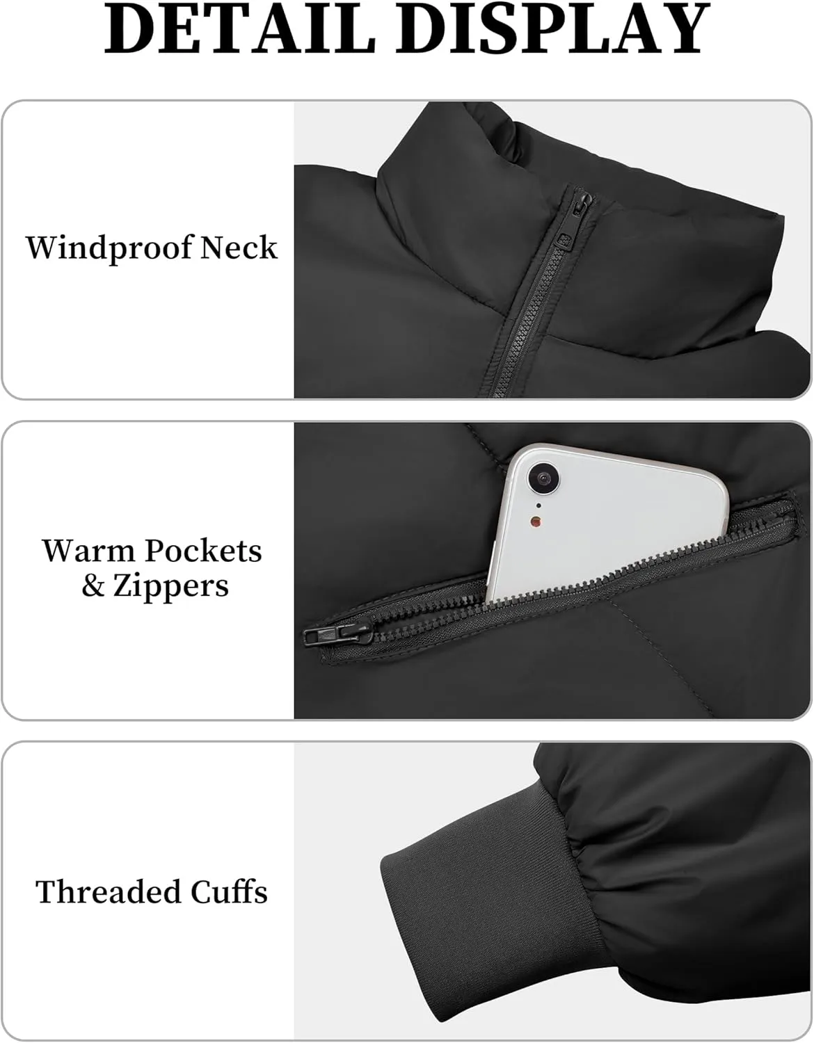 TQD Puffer Jacket Womens Long Sleeve Zip Womens Puffer Jacket Winter Cropped Puffer Jacket Coat Casual Womens Winter Coats