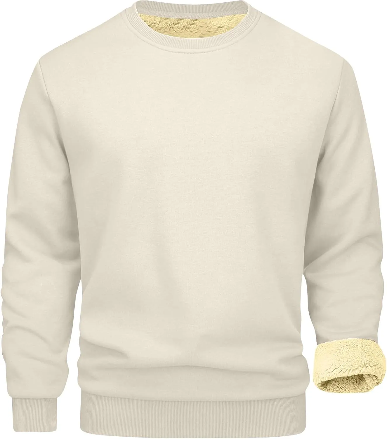 Uillui Men's Winter Thermal Sweater Warm Crewneck Sherpa Lined Fleece Sweatshirt Casual Active Long Sleeve Pullover Tops