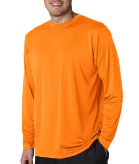 ultraclub(R) adult cool & dry sport long-sleeve performance interlock tee - bright orange (2xl)