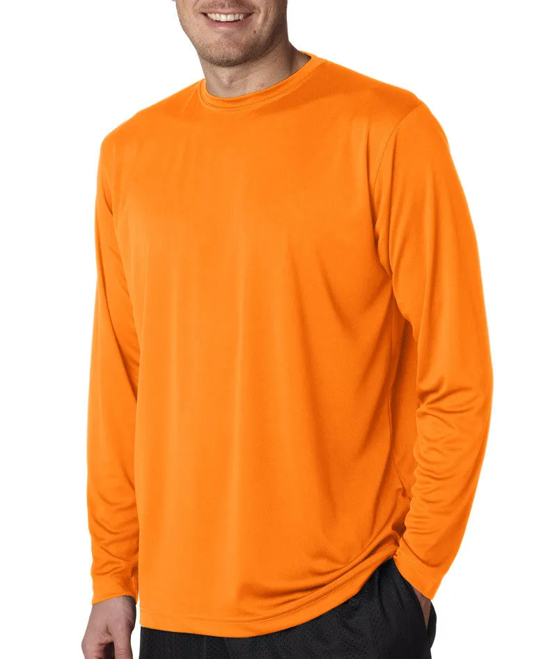 ultraclub(R) adult cool & dry sport long-sleeve performance interlock tee - bright orange (2xl)
