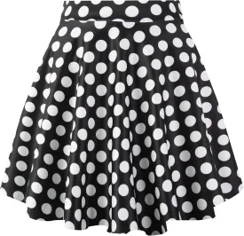 Women's Casual Basic Skirts Mini Flared Skater Stretchy A-Line Party Skirts with Shorts