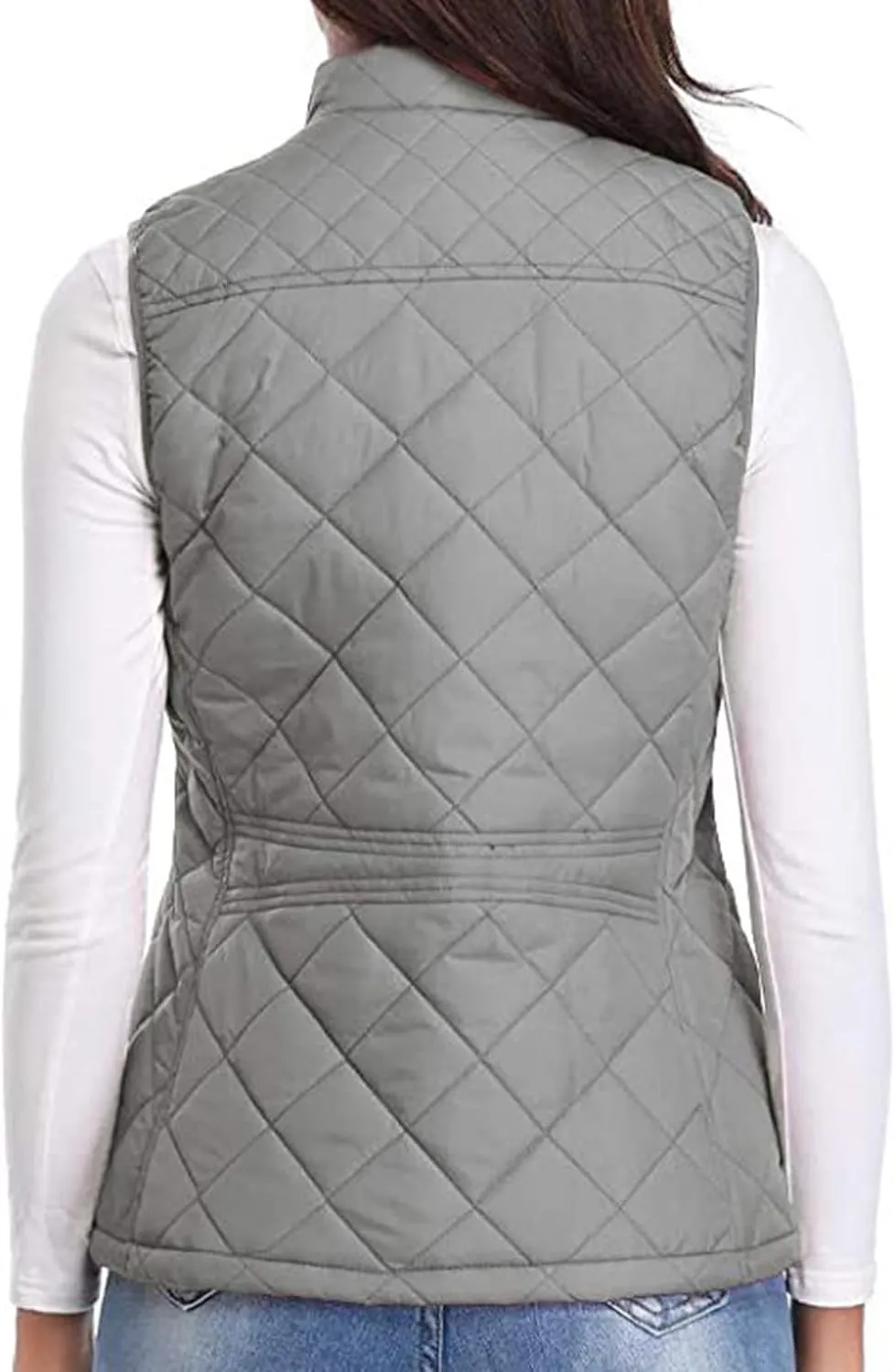 Women's Fall Winter Vest Zip Up Quilted Jackets Sleeveless Winter Coats Stand Collar Athletic Vest for Hiking Running