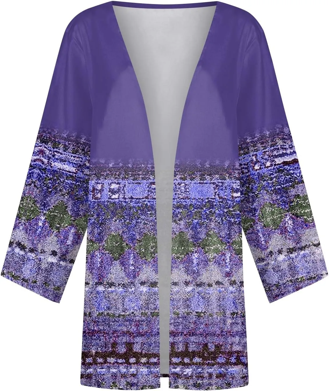 Womens Hawaiian Boho Lightweight Jackets Floral Print Puff Sleeve Kimono Cardigan Loose Cover Up Casual Blouse Top