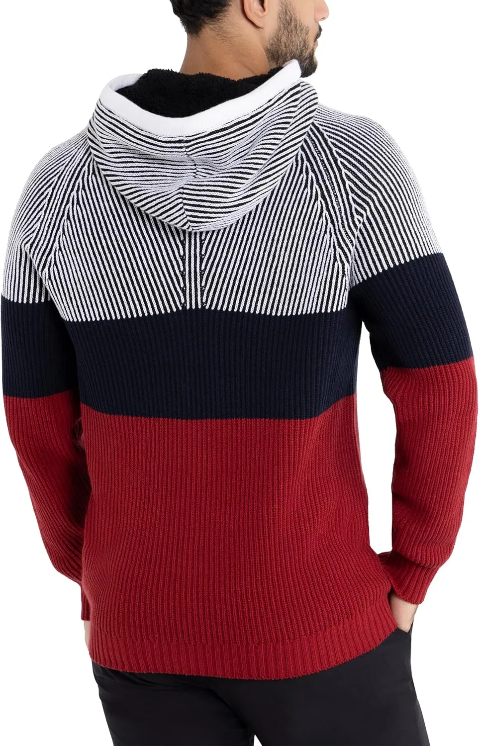 X RAY Mens Fashion Hoodies Pullover Sweater, Casual Knit Color Block Slim Fit Hoodies for Men