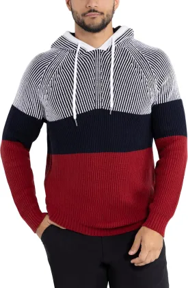 X RAY Mens Fashion Hoodies Pullover Sweater, Casual Knit Color Block Slim Fit Hoodies for Men